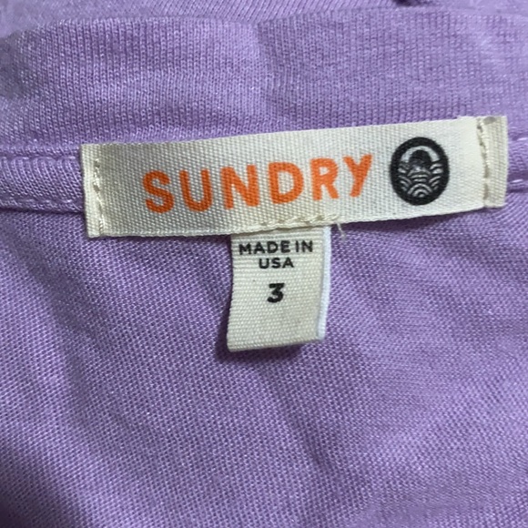 SUNDRY Lavender White Star Printed Long Sleeved Light Tee Large NEW - Picture 7 of 8